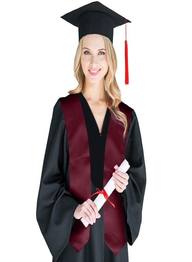 Linsuminn Maroon Graduation Stole, Plain Graduation Sash, Unisex Adult Class of 2025 Graduation Stole, Maroon Honors Graduation Stoles Sash Graduation Shawl Sublimation Stoles for Graduation Ceremony 70" Long - Image 3